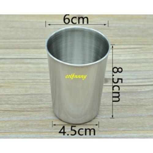 100pcs/lot FAST shipping 180ml Drinking Stainless Steel Cups Water Wine Beer Whiskey Mugs Outdoor Travel Cup