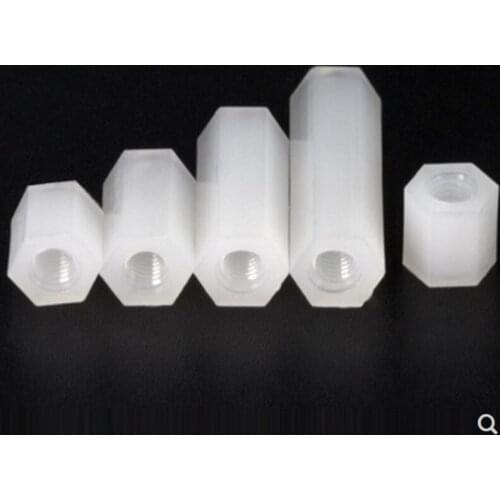 50pcs M2 M2.5 M3 M4 female female White nylon hex standoff spacer