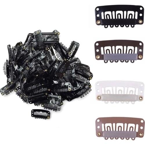 20pcs 32mm Wigs Clips U Shaped Human Hair Bangs Snap Hat Clip For Extensions Metal Comb Closure Hair Accessories Tool