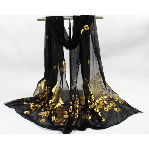 2021 New Fashion Autumn Women Beach Silk Scarf Shawls Female Peacock Bronzing Scarf Shawl Long Wraps Beach Sunscreen Hijab