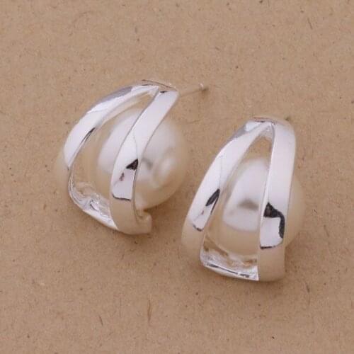 AE298 Lucky Silver Color Earrings For Women Jewelry Women Accessories Nice Pearl /aqzajiga Aobajfia