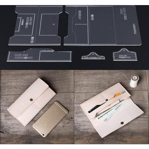 1 set Acrylic Template Leather Sewing Pattern DIY Making Long Wallet Lady Clutch Purse Leather Craft Tools 20*9.5*2cm