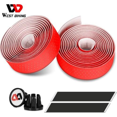 WEST BIKING Bike Handlebar Tape Anti-slip Soft EVA PU Cycling Wrap End Plug 215 cm Length MTB Bicycle Hand Bar Tape Accessories