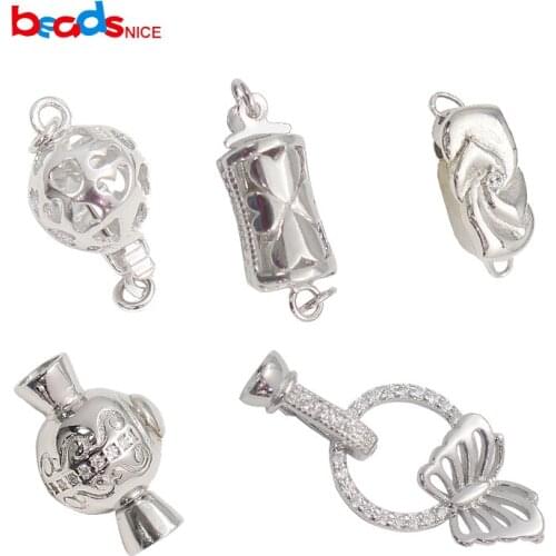 Beadsnice Sterling Silver Ball Pearl Clasps Necklace Bracelet Connector Jewelry Assceesories ID39263