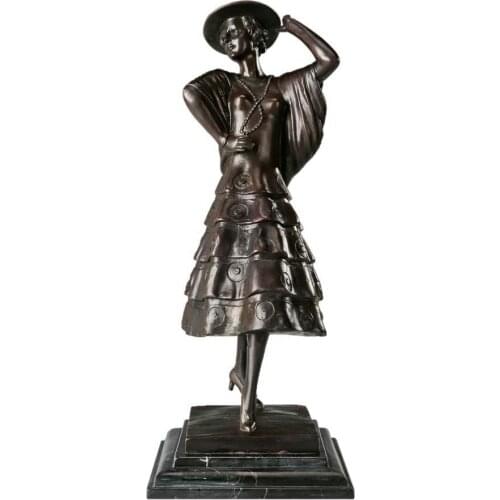 Spanish Lady Dance Bronze Statue Sculpture Europe Female Figurine Home Decor Vintage Art
