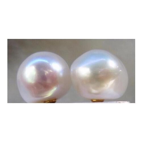 Hot Huge AAA+ 11-12 mm South Sea White Baroque Pearl Earrings