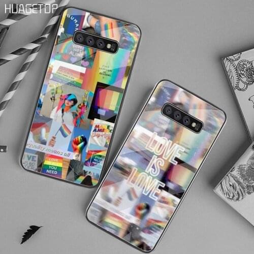 HUAGETOP Gay Lesbian LGBT Rainbow Pride Luxury Phone Case Tempered Glass For Samsung S20 Plus S7 S8 S9 S10 Plus Note 8 9 10 Plus