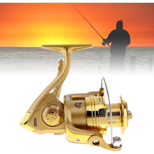 3000 / 4000 Series 6BB Spinning Fishing Reel 5.2:1 Plating Golden Color Left / Right Interchangeable Collapsible Handle