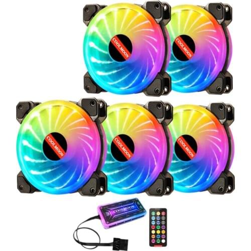 COOLMOON Starlight Fan Set, 12cm Silent Argb Lighting Effect Computer Cooling Case Fan (5 Fan)