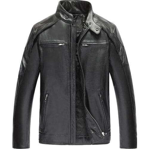Genuine Leather Jackets for Men Top Quality Cow Leather Jacket Spring Autumn Motocycle Plus Size 4XL Coat 19-801MF610