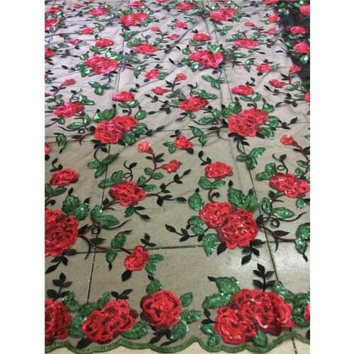 Good looking flowers sequin Lace Fabric High Quality Lace Fabric Beautiful Nigerian Lace Fabric For fashion show dres