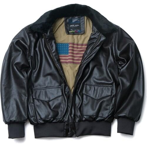 A2 Thick Faux Leather Jacket Men Loose Moto Jacket Men Oversize Motorcycle Pilot Leather Coat Man Black 2020