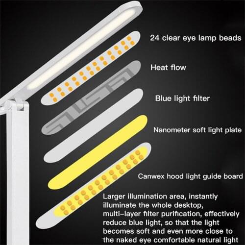 1pc Dimmable Touch Lamp LED Desk Lamp Bedside Study Reading Table Light USB Ports Bedroom Supplies