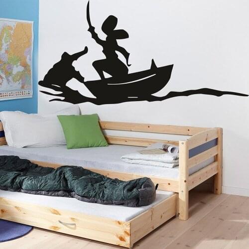 Cartoon Wall Decal Pirates Ship Hook Wall Sticker for Kids Room Bedroom Decor Vinyl Nursery Decoration Poster X092