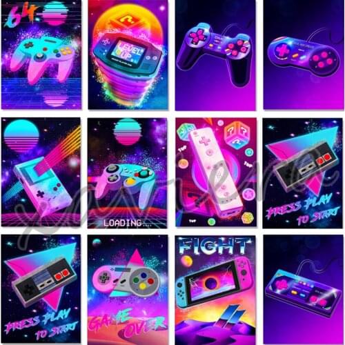 Xaviera 5D Diy Diamond Painting Gamepad Playstation Mosaic Embroidery Full Drill Rhinestone Cartoon Cross Stitch Kit Gamer Gifts