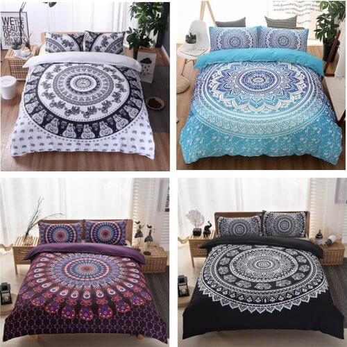 RUBYLOVE Bohemia Style Mandala Flower Duvet Cover Set With Pillowcase Classical Bedding Set Soft Fresh Quilt Cover Set