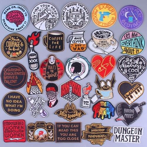 Letters Patches Iron On Patches For Clothing Stickers Brain Appliques Embroidered Patches On Clothes Stripe Badge On Jacket
