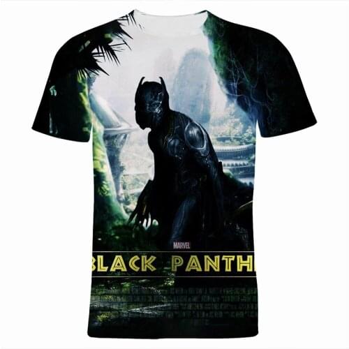 2021 New Fashion Men T-shirts Marvel Black Panther 3D Printed Boy Girl Kids Tee Shirt Summer Short Sleeve Women Tops