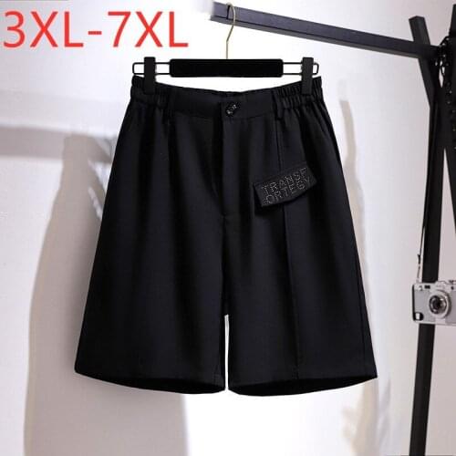 New 2021 Ladies Spring Summer Plus Size Shorts For Women Large Casual Loose Black Pocket Straight Shorts 3XL 4XL 5XL 6XL 7XL