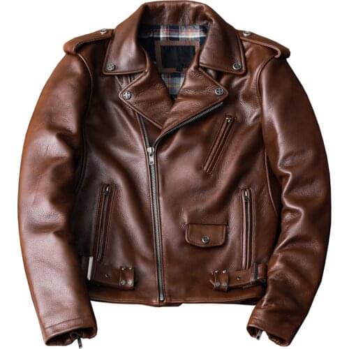 New Arrivals Mens Genuine Leather Jacket Coat Vintage Brown Cowhide Aviator Coat Winter Men Fashion Jacket Plus Size Topcoat