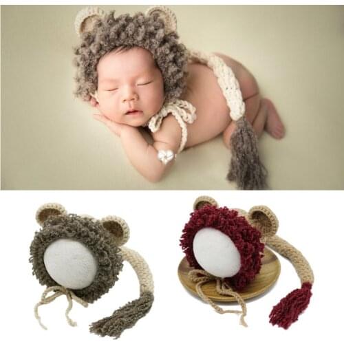 Newborn Photography Props Baby Hat Infant Knitting Crochet Little Lion Outfits P31B