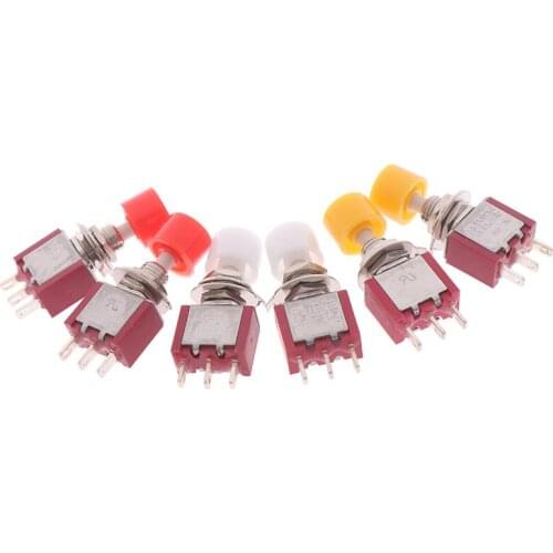 2pcs 6mm Wholesale 3Pin C-NO-NC Mini Momentary Automatic Return Push Button Switch ON-(ON) 2A 250V AC/5A 120V AC Toggle Switch