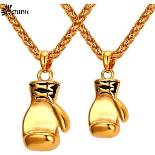 Power Boxing Fist Necklaces & Pendants Macho Jewelry Male Necklace Women Jewelry Rock Stainless Steel/ Gold color P2213G
