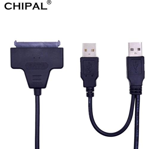 CHIPAL Standard USB 2.0 to SATA 3.0 7+15 22Pin Cable Adapter Converter for 2.5'' Hard Disk Drive HDD SSD with USB Power Supply