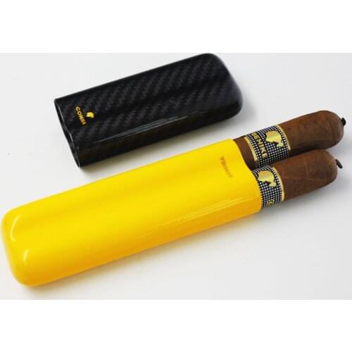 Portable Cigar Case Humidor 2 Tubes Holder Mini Humidor Box Travel Cigars Accessories With Gift Box