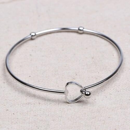 Reidgaller 5pcs heart clasp stainless steel charm bracelet materials diy accessories for bangle making