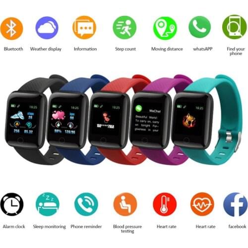 116Plus Smart Band Watch Bluetooth Heart Rate Blood Pressure Monitor Fitness Tracker Wristbands Wearable Devices Pedometers