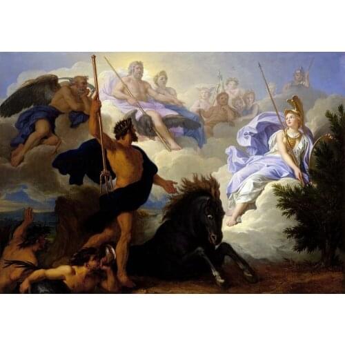 TOP ART # The Dispute of Minerva and Neptune by Rene-Antoine Houasse PRINT painting on canvas-- free ship cost