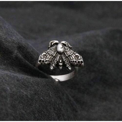 Death Moth Unique Ring Jewelry For Women Gothic Adjustable Rings