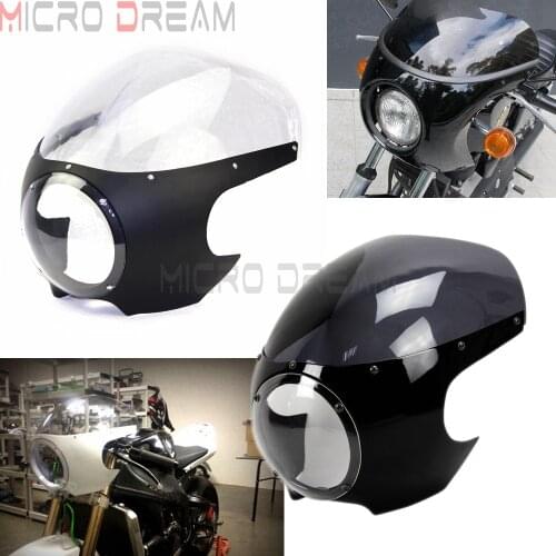 Universal Cafe Racer Fairing 5.75" Viper Headlight Fairing Front Cowl Mask Windshield For Harley Sportster XL883 Bobber Kawasaki