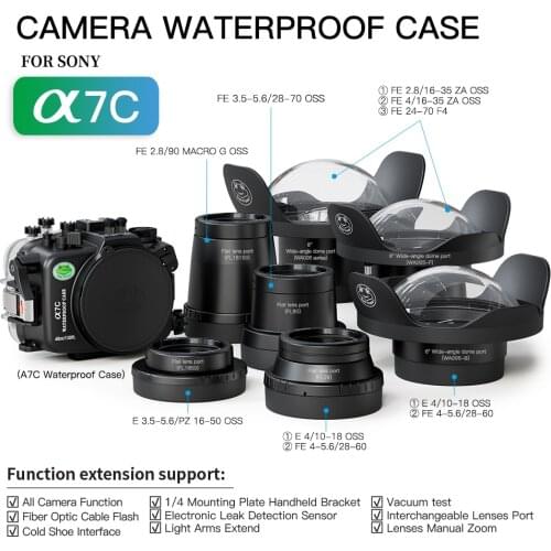 Seafrogs Diving Case Waterproof Camera Housing For Sony A7C 90mm 28-70mm 16-50mm 10-18mm 28-60mm