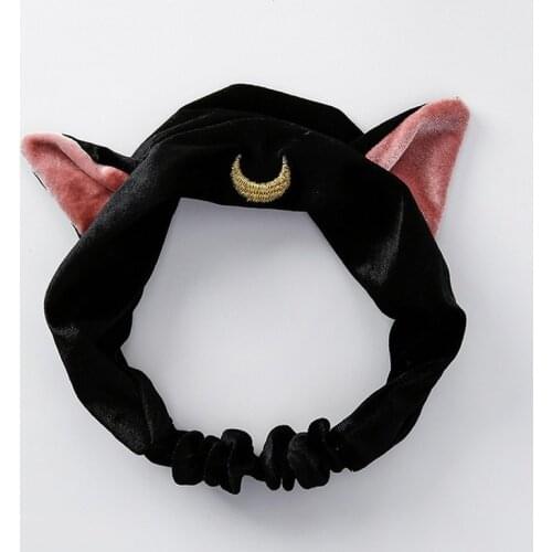 Japan Anime Sailor Moon Headwear Cartoon Cute Luna Cat Hair Clasp Hairlace Cosplay Snood Hairband