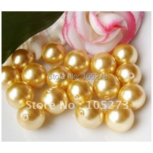 DIY Jewelry AA6-12MM Golden Yellow Round Half-Drilled Shell Pearls For Making Earrings /rings/ pendants beads wholesale