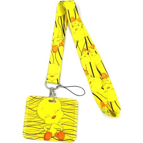Funny Yellow Lovely Duck Anime Lanyard Badge Holder ID Card Lanyard Mobile Phone Rope Key Lanyard Neck Straps Keychain Key Ring