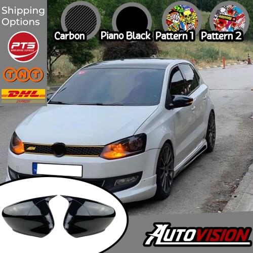 Mirror Cover For VW Polo 2009 2010 2011 2012 2013 2015 2016 2017 Accessory Bright Black BAT BATMAN Case CAR Shields