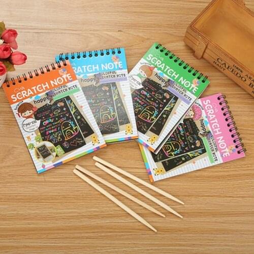 1pcs Colorful Scraping Book Novelty Stationery Notebook Children Cartoon Planners Student Cute Planner Supplies School Supplies