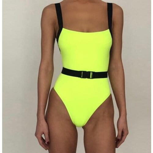 2020 New Sexy One Piece Swimsuit Women Swimwear Belt Bodysuit Swimsuit Push Up Monokini Backless Bathing Suits Summer Beach Wear