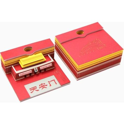 3D Laser Cut Beijing Tiananmen Model Paper Marker Memo Pad Sticky Note Bookmark Stationery Business Mysterious New Year Gift