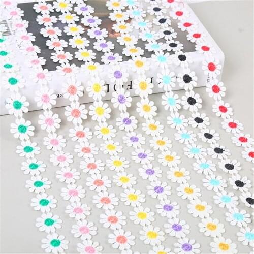 5Yards Daisy Lace Trim Flower Lace Fabric Embroidery Handmade Patchwork Ribbon Home DIY Crafts Apparel Sewing Cloth Accessories