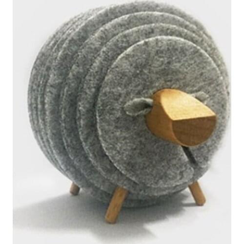 Sheep Shape Anti Slip Cup Pads Coasters Insulated Round Felt Cup Mats Japan Style Creative Home Office Decor Art Crafts Gift,Lig