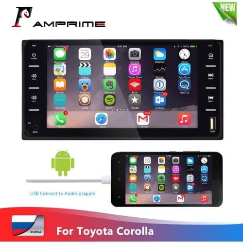 AMPrime 7" Car Radio Audio Radio 2din Touch Screen Car Multimedia Bluetooth MirrorLink Android/IOS FM/AUX Rear Camera MP5 Player