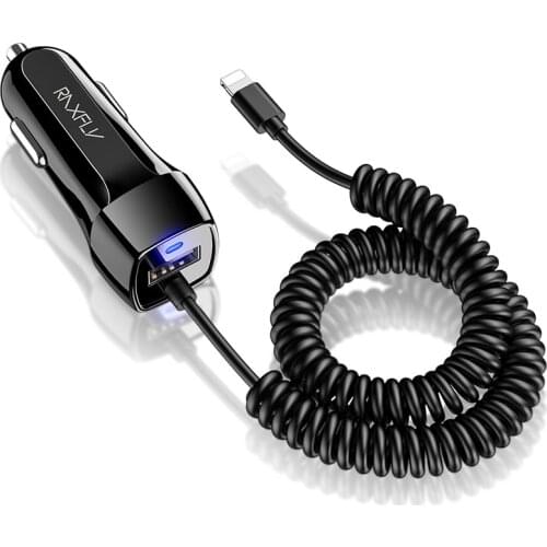 Car Charger With USB Cable Mobile Phone Charger For iphone 11 7 Samsung S10 Xiaomi Micro USB Type C Cable Fast Car Phone Charger