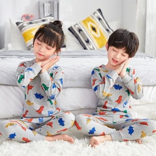 Cotton Long Sleeve Cartoon Dinosaur Pajamas Set For Girls Boy Pyjama Kids Top Pants 2pcs Pijama Suit Cute Children Clothing Sets