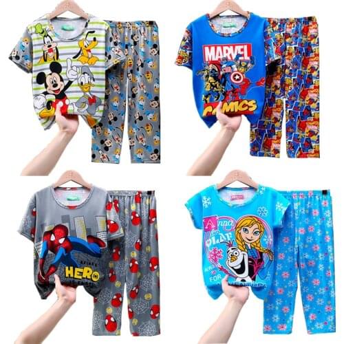 Childrens Clothing Suits Marvel Spiderman Boys Pajamas Clothes Childrens Pajamas Suits Girls Baby Cotton Cartoon Pajamas