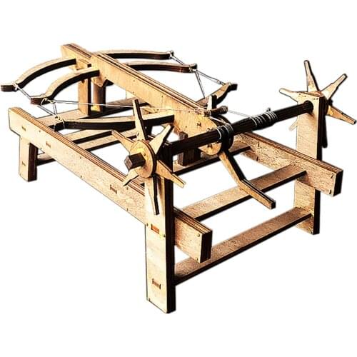DIY Ancient Chariot Model Siege Car Wooden 3D Puzzle Model - Three Bow Crossbow Bed