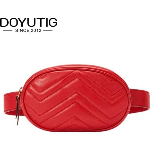 DOYUTIG European Design Women PU Leather Belt Bags Lady Lovely Mini Size Waist Packs Luxury Famale Fashion Crossbody Bags F619